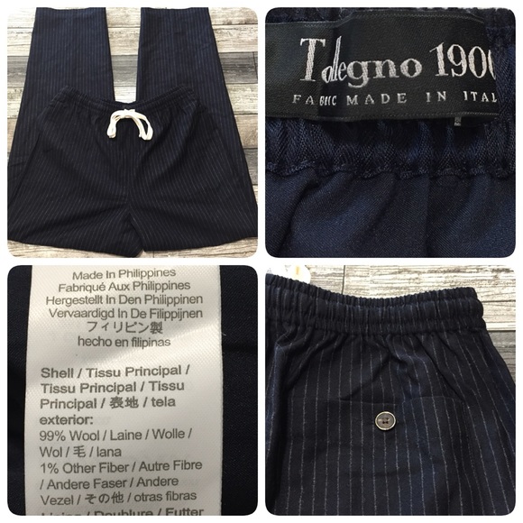 J crew tollegno 1900 wool stripe pants women’s 4 (Inseam 28) navy drawstring - Picture 1 of 13